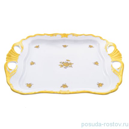 Блюдо 30 см квадратное с ручками &quot;Корона /Золотая роза&quot; / 229049