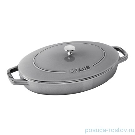 Сковорода 33 см с крышкой овальная серый графит &quot;Staub Specials&quot; / 277867