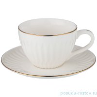 Чайная пара 250 мл 1 шт &quot;Вайт /Отводка золото&quot;  / 195048