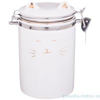 Ёмкость для сыпучих продуктов 13 х 10 х 16 см с клипсой 600 мл &quot;Белый котик&quot;  / 186395