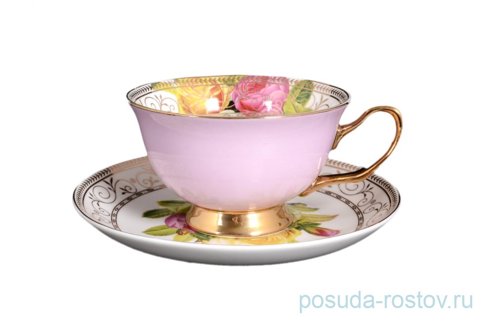 Набор чайных пар 6 шт низкие "Радуга /Pink" / 117185