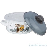 Кастрюля 16 см с крышками эмалированная 1,5 л &quot;Озорные коты&quot; / 228950