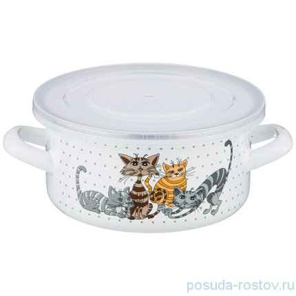 Кастрюля 16 см с крышками эмалированная 1,5 л &quot;Озорные коты&quot; / 228950