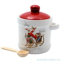 Банка для сыпучих продуктов с ложкой (13 х 11 х 12 см) &quot;Санта-Клаус&quot; / 130149