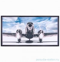 Фотопостер 50 х 100 см &quot;Самолет&quot; рамка черный лак с серебром / 275094