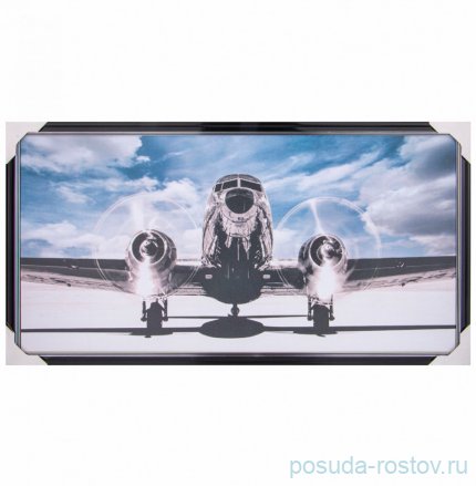 Фотопостер 50 х 100 см &quot;Самолет&quot; рамка черный лак с серебром / 275094