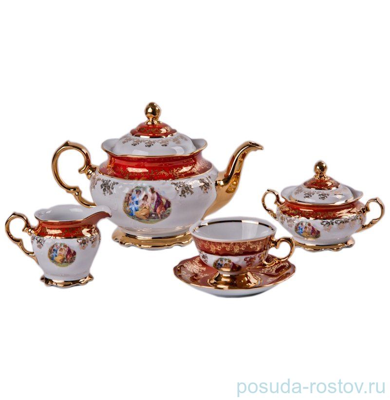 Чайный сервиз на 6 персон 15 предметов "Фредерика /Мадонна красная" / 090865