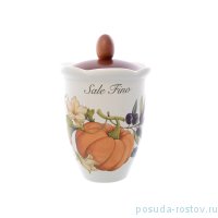 Банка для сыпучих продуктов 19 см с деревянной крышкой Соль &quot;Artigianato ceramico /Тыква&quot; / 169914