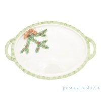 Поднос 37 см овальный с ручками &quot;Christmas world /Pinecone&quot; / 270994
