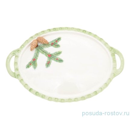 Поднос 37 см овальный с ручками &quot;Christmas world /Pinecone&quot; / 270994