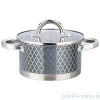 Кастрюля 16 х 9 см со стеклянной крышкой 1,8 л серая &quot;в сетку&quot; / 274017