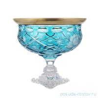 Ваза для фруктов 24 см н/н &quot;Роза /Золотой кант /Бирюза&quot; / 135827