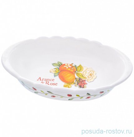 Блюдо для запекания 28 х 18 см овальное &quot;Artigianato ceramico /Апельсин и роза&quot; / 228188