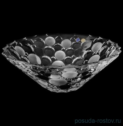 Ваза для фруктов 30 см &quot;Lisboa /Матовые и черные шары&quot; хрусталь Йиглава   / 157554
