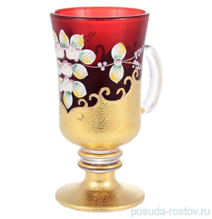 Кружки для воды 6 шт н/н &quot;Венеция /Лепка красная&quot; золотая ножка / 145704