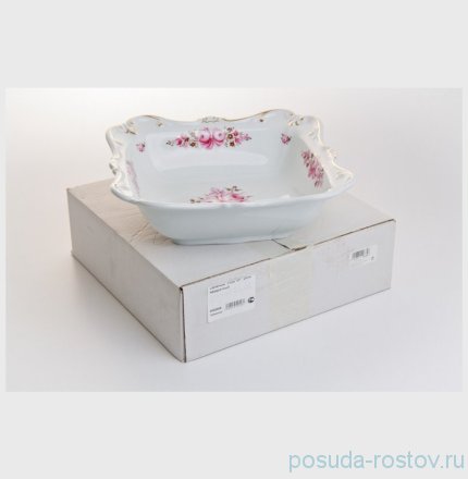Салатник 26 см квадратный &quot;Роза /Золото&quot; / 015875