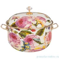 Кастрюля 26 см с крышкой эмалированная 7,5 л &quot;Agness /Винтаж /Розы&quot; / 196392