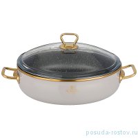 Сотейник 28 см с крышкой эмалированный антипригарное мраморное покрытие 4,5 л серый &quot;agness /тюдор&quot; / 206411
