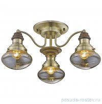 Люстра потолочная 3 рожковая &quot;Фонарь&quot; бронза,дуб/янтарь / 304485