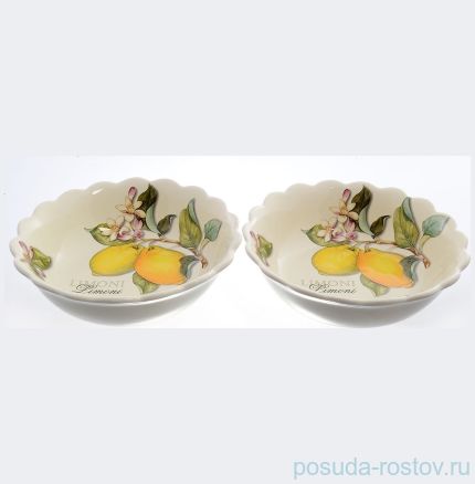 Тарелка 20,5 см глубокая 2 шт &quot;Artigianato ceramico /Лимоны&quot; / 060074