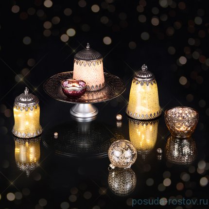 Светильник 12 х 18,5 см с металлическим декором led-подсветка зелёный / 209339