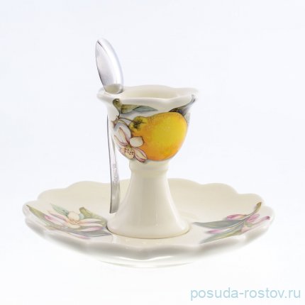 Подставка для яйца 9 см н/н с блюдцем &quot;Artigianato ceramico /Лимоны&quot; / 156795