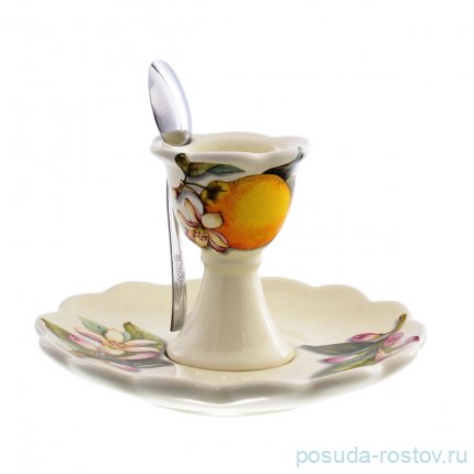 Подставка для яйца 9 см н/н с блюдцем &quot;Artigianato ceramico /Лимоны&quot; / 156795