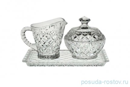 Набор 3 предмета (поднос 19 см + молочник 120 мл + сахарница 9,6 см) &quot;Diamond&quot; / 104529