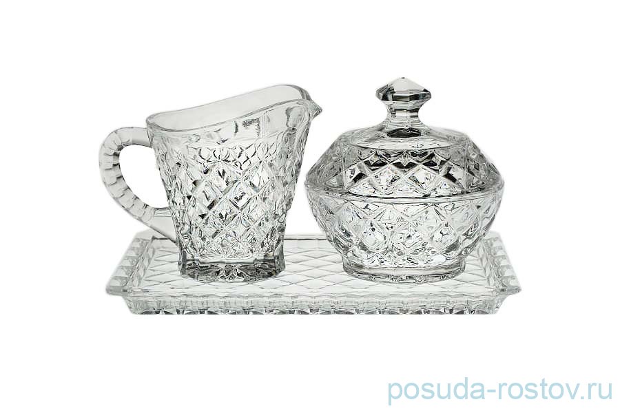 Набор 3 предмета (поднос 19 см + молочник 120 мл + сахарница 9,6 см) "Diamond" / 104529