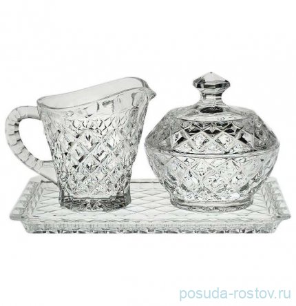 Набор 3 предмета (поднос 19 см + молочник 120 мл + сахарница 9,6 см) &quot;Diamond&quot; / 104529