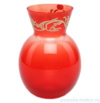 Ваза для цветов 22 см &quot;Красная /золотой узор&quot; / 046633
