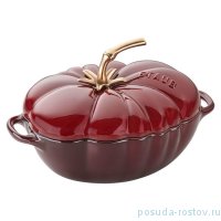 Кокот 2,9 л/25 см с крышкой &quot;Помидор /Гранатовый глянец&quot; золотая ручка / 207342