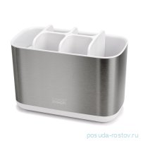 Подставка для зубных щеток белая внутри &quot;Джозеф /EasyStore Steel&quot; / 222680