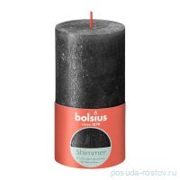 Свеча Рустик 13 х 6,8 см &quot;Shimmer /Антрацит /Bolsius&quot; (время горения 60 ч) / 278269