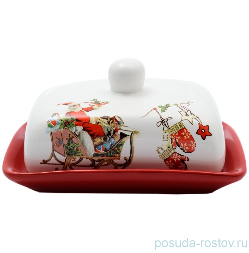 Маслёнка с крышкой 17,5 х 13,5 х 9 см "Санта-Клаус" / 130151