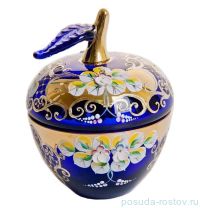 Вазочка с крышкой - яблоко &quot;Лепка синяя&quot; маленькая / 046769