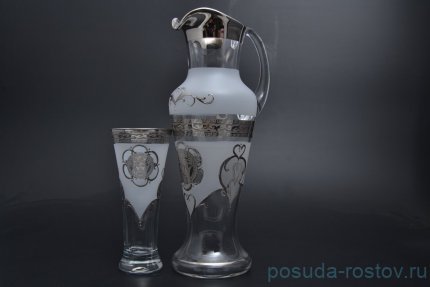 Набор для воды 7 предметов (кувшин 1,5 л + 6 стаканов) &quot;Иксовка /Версаче платина&quot; / 017200