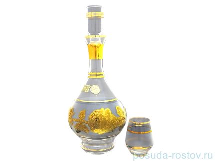 Набор для ликёра 7 предметов (графин 500 мл + 6 стопок по 50 мл) &quot;Матово-прозразный /Золотая роза&quot; / 018768