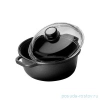Кастрюля 24 см со стеклянной крышкой 2,25 л &quot;Blackplus /Risoli&quot; / 290062