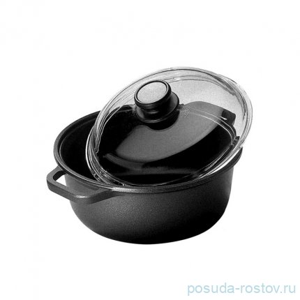 Кастрюля 24 см со стеклянной крышкой 2,25 л &quot;Blackplus /Risoli&quot; / 290062