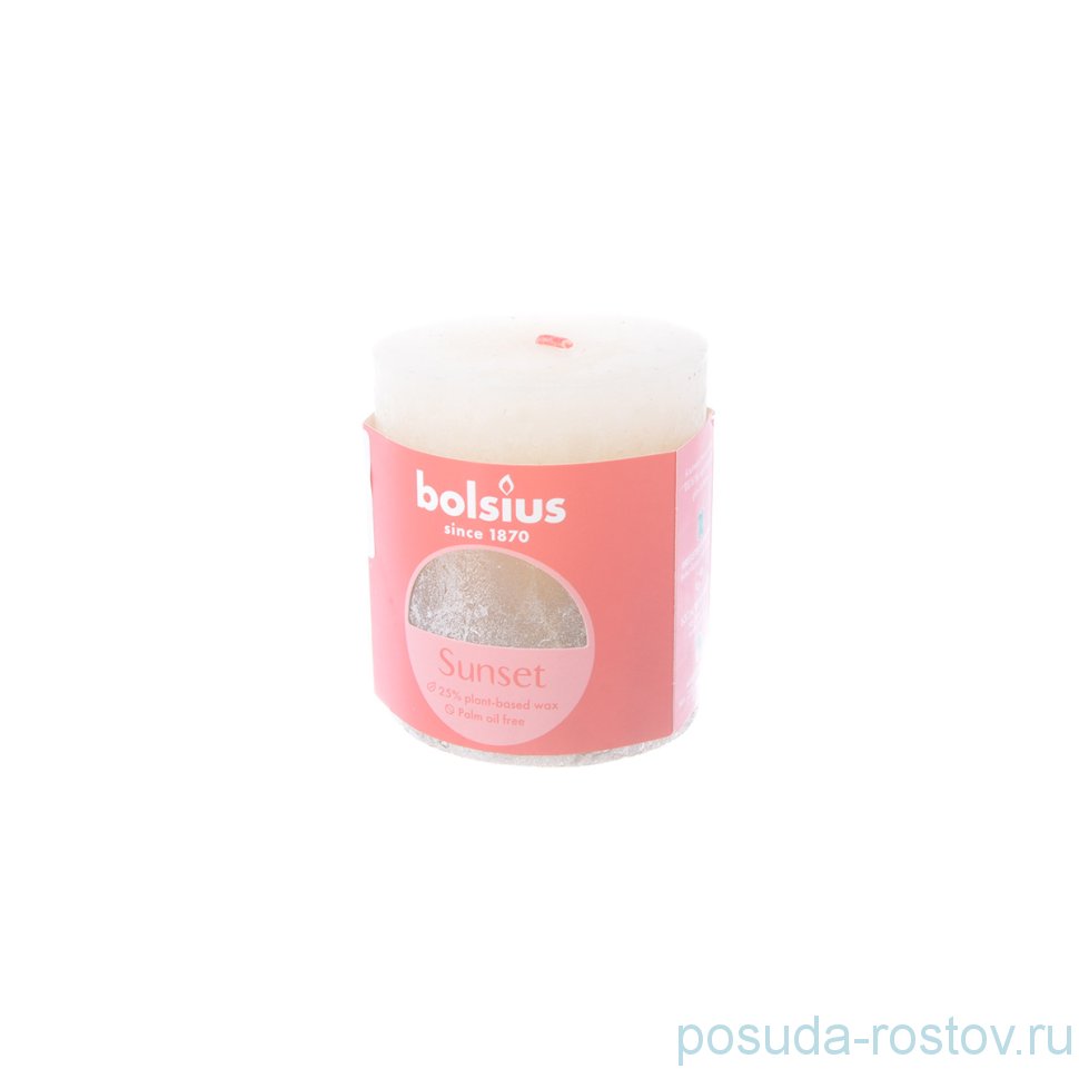 Свеча Рустик 8 х 6,8 см "Christmas world /Жемчужная + шампань /Bolsius" / 262585