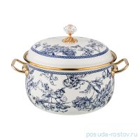 Кастрюля 18 см с крышкой эмалированная 2,8 л &quot;Agness /Винтаж /Цветы и бабочки&quot; / 197733