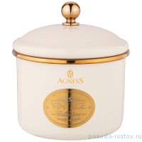 Банка для сыпучих продуктов 12 х 9 см эмалированная 1 л белая &quot;agness /тюдор&quot; / 229569