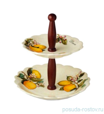 Этажерка 2-х ярусная h-32 см &quot;Artigianato ceramico /Лимоны&quot; (22, 29 см) / 060082