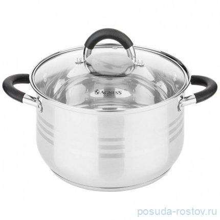 Кастрюля 24 х 13,5 см со стеклянной крышкой 5,5 л чёрные ручки &quot;Classic&quot; / 278172