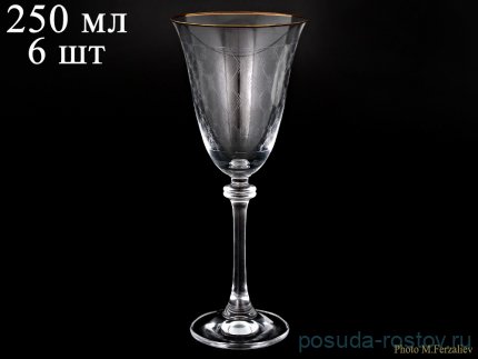 Бокалы для красного вина 250 мл 6 шт &quot;Александра /Сеточка /Отводка золото&quot; / 005121