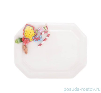 Поднос 37 х 28 см восьмиугольный &quot;Christmas world /Sweet candies&quot; / 270986