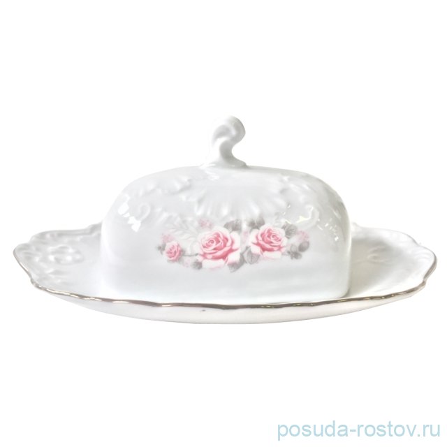 Масленка 23 х 16,5 х 10 см "Рококо /Серая роза /платина" / 114910