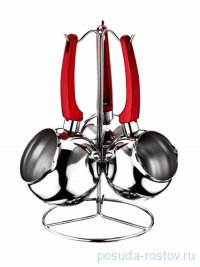 Набор турок 3 шт (250, 350, 500 мл) на подставке ручки розовые &quot;COFFEE POT SETS&quot; / 296050