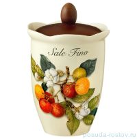 Банка для сыпучих продуктов 19 см с деревянной крышкой Мелкая соль &quot;Artigianato ceramico /Груша&quot; / 149395